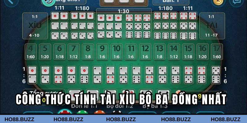 Cách tính tài xỉu theo bộ ba đồng nhất